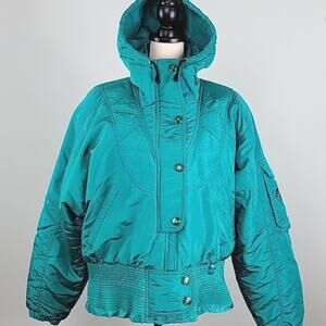 Nils Women's Vintage Green Tina Ski Snow‎ Hooded Jacket 14 FLAW